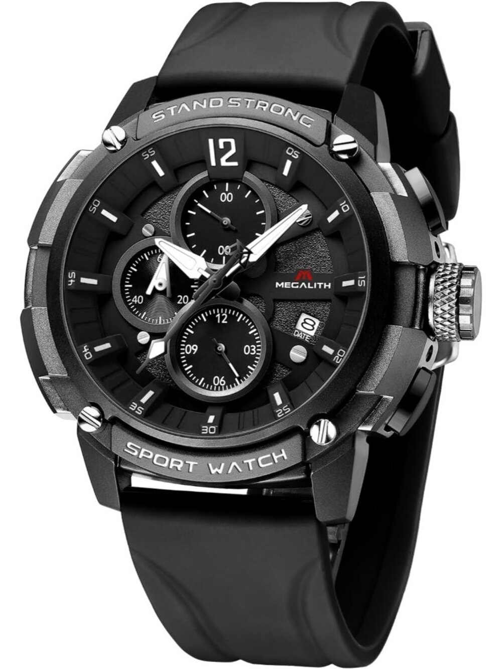 Men's Black Analog Quartz Heavy Duty Waterproof Chronograph Luminous Wrist Watch